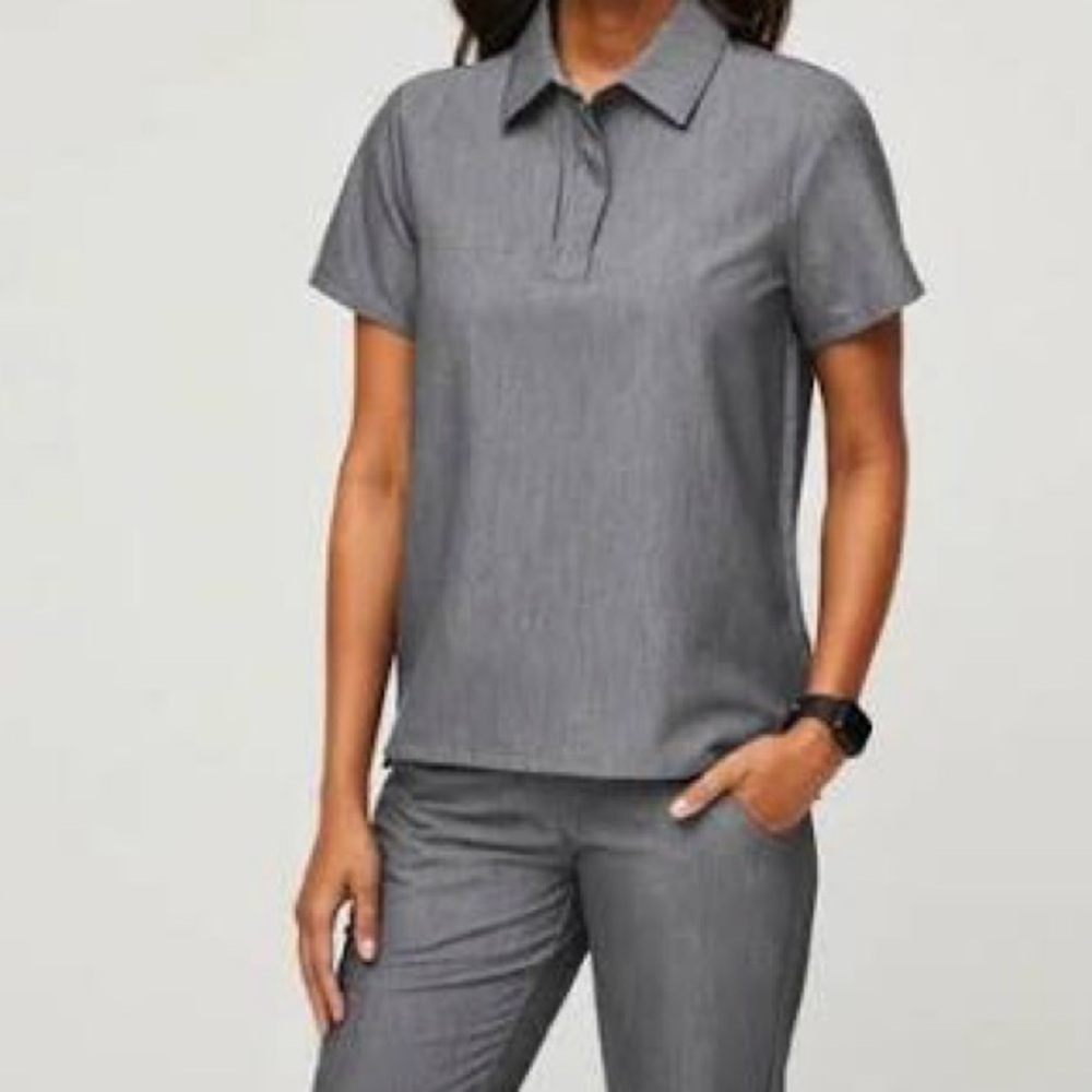 Figs Graphite Scrub Set- S Zamora Jogger Scrub Pants & XXS Collared Scrub Top